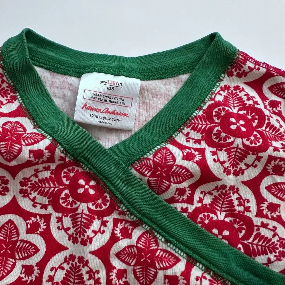 Hanna Andersson Christmas Long John Pajamas Size 8 - Excellent